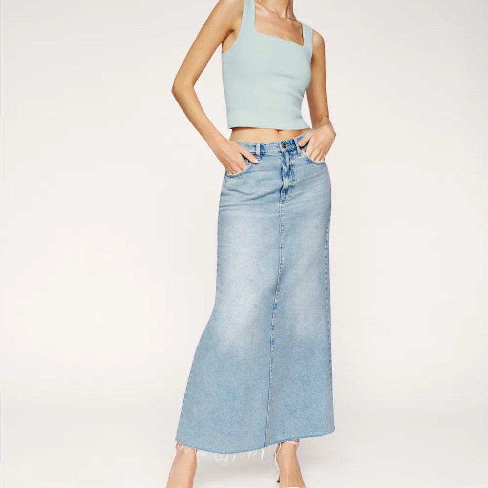 Reformation Kass Maxi Denim Skirt Bowen - Size 29
